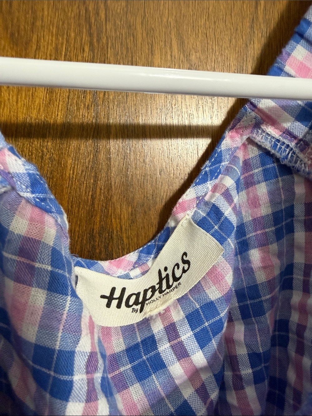 Haptics Pink & Blue Plaid Ruffle-Trim Casual Dress - Picture 2 of 5